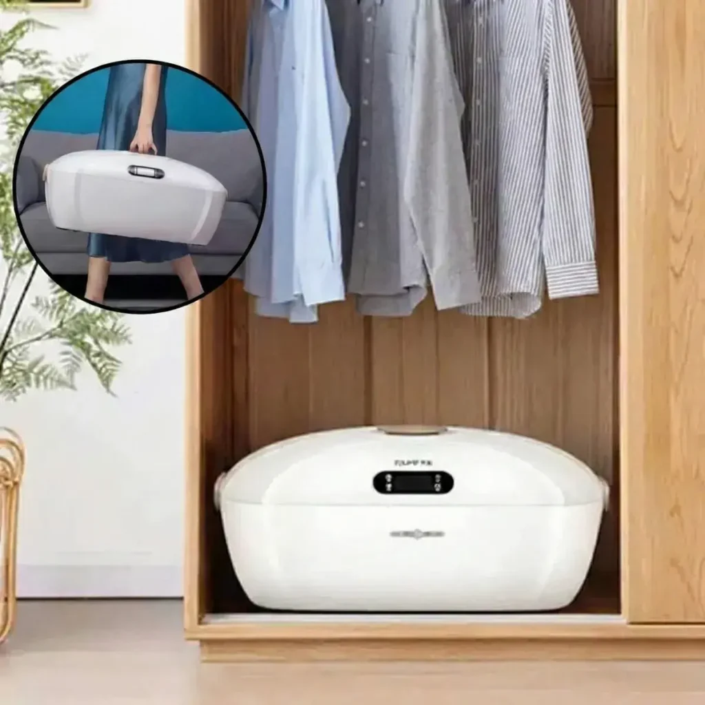 Szárít, vasal és fertőtlenít <em>30 perc alatt</em> — DrySmart™, a hordozható elektromos szárítógép